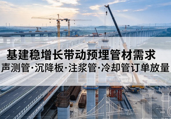 文安基建稳增长带动预埋监测管材需求，声测管、沉降板、注浆管订单持续放量